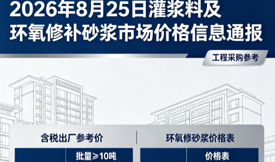 新竹镇2026年8月25日灌浆料及环氧修补砂浆市场价格信息通报
